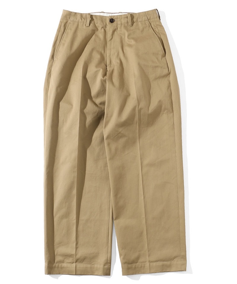 NO TUCK WIDE CHINO TROUSERS