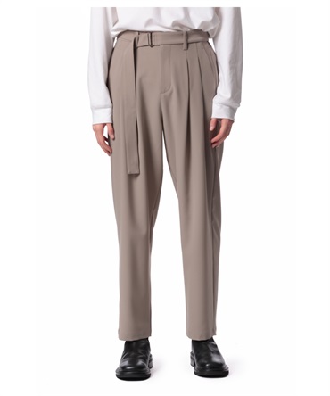 PE CONPACT TWILL BELTED TAPERED FIT TROUSERS