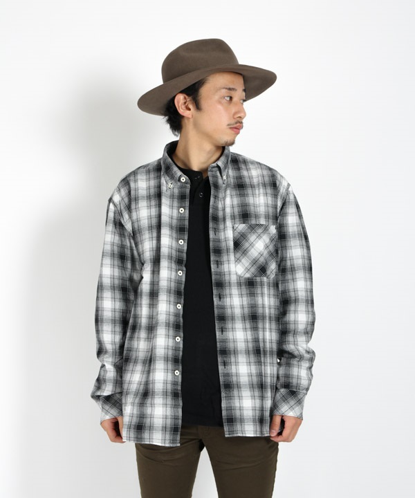 DWELLER B.D. SHIRT RELAXED FIT COTTON OMBRE PLAID 【 nonnative / ノンネイティブ 】■SALE■(ブラック-1)