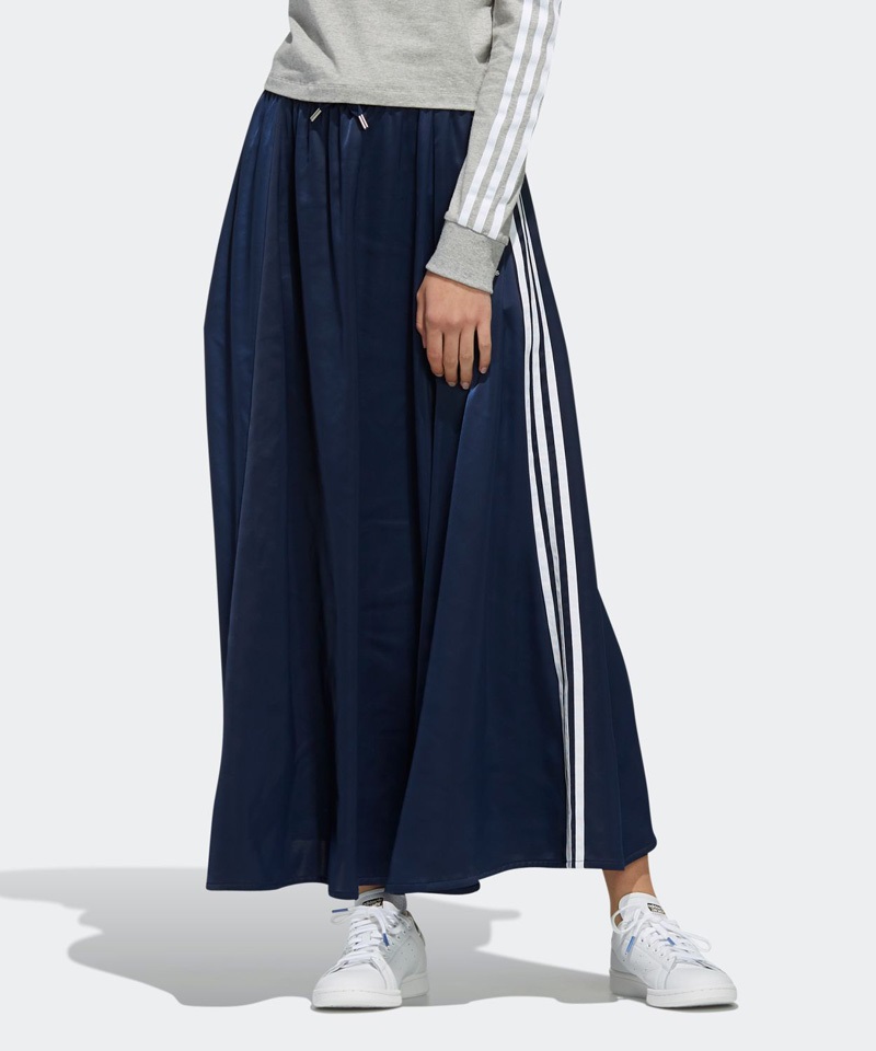 adidas ORIW LONG SATIN SKIRT ロングサテンスカート(ネイビー-S)